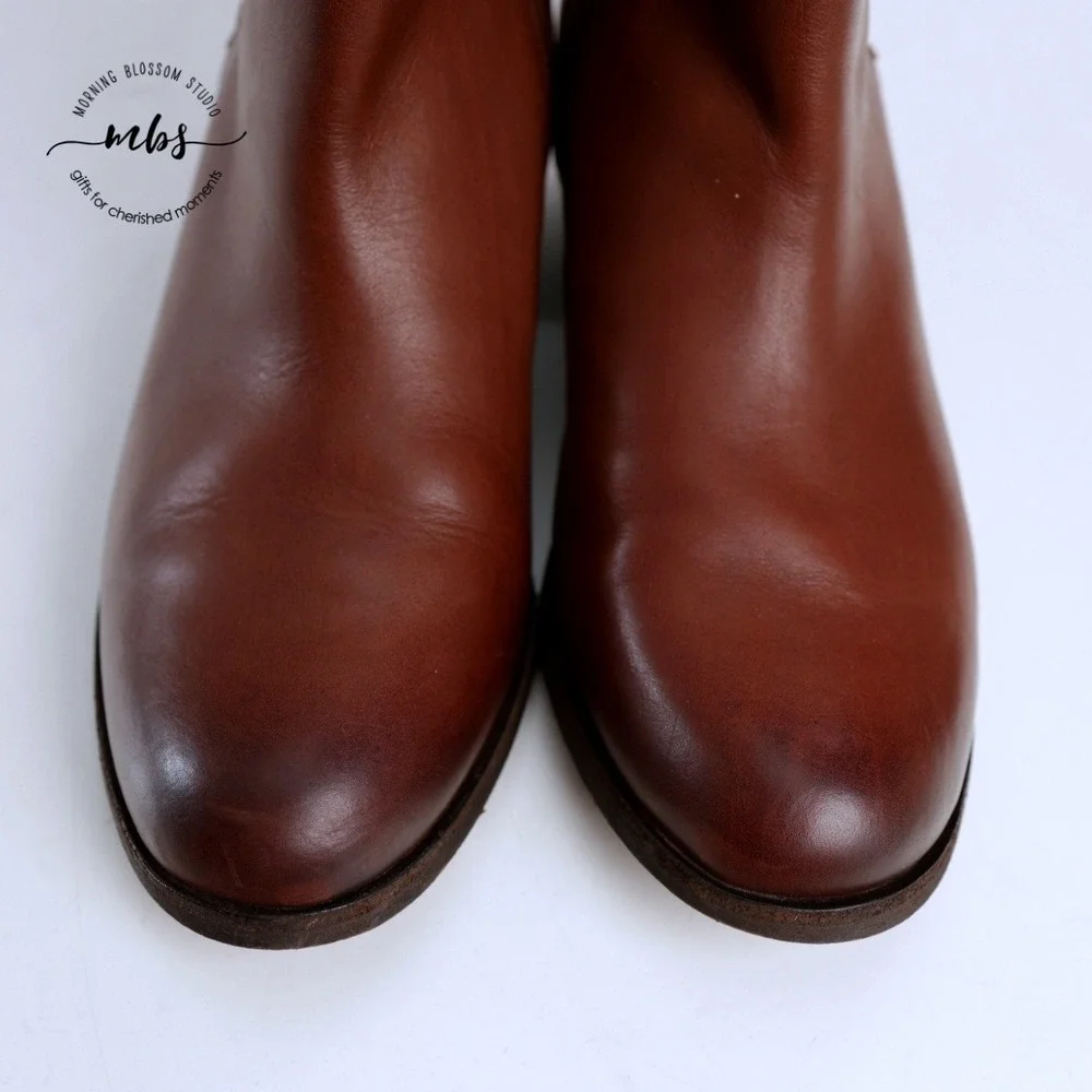 Clarks Maypearl Leather Side Zip Boots Brown Women 8